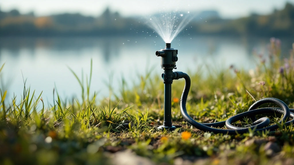 Lake-fed irrigation pump setup